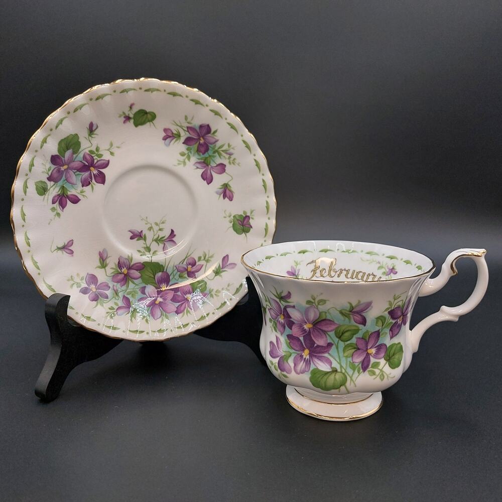 Royal Albert February Flower of the Month Bone China Teacup & Saucer Violets